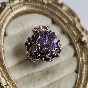 Retired Park Lane Fairy Tale Ring Size 7 Whimsical Lady Bug Flowers Floral